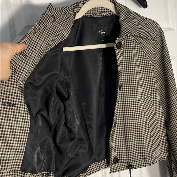 Rails North Jacket Size XXS Teal Multi Check Cropped Twill Button Up Pockets Tan - Picture 10 of 17